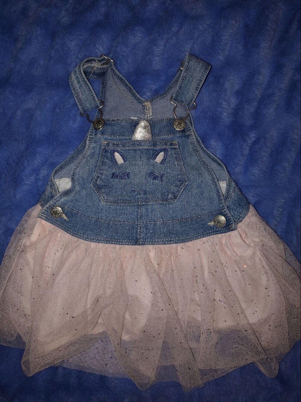 OshKosh B'gosh Denim Overall Dress with Pink Tulle Skirt